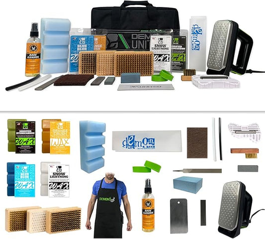 Demon Charger Complete Ski and Snowboard Tuning Kit with Iron, 2.25lb Wax, Brush Kit, Base Cleaner and Wax Apron