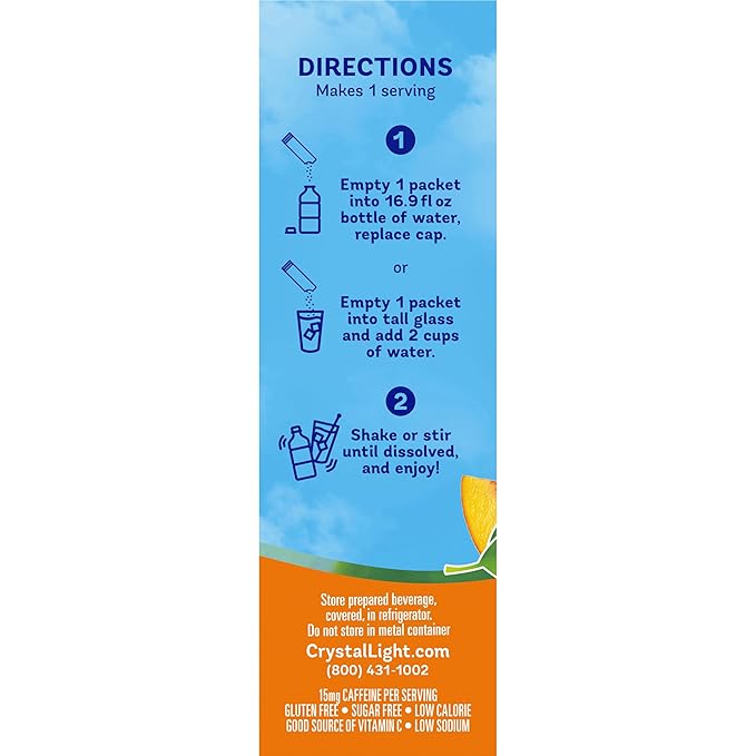 Crystal Light On The Go Peach Mango Green Tea Drink Mix, 10-Packet Box (Pack of 8)