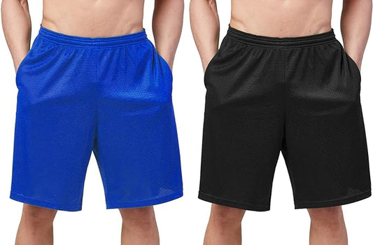 DEVOPS Men's 2-Pack Loose-Fit 10" Workout Gym Shorts with Pockets