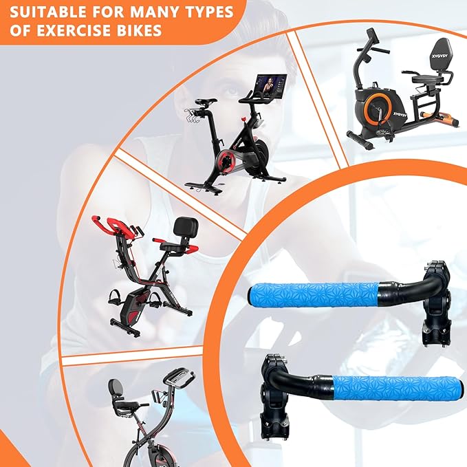 Handlebar Extender for Peloton Indoor Exercise Bikes, 1 Pair of Ultimate Handlebar Extension of Peloton Accessories (Bull-horn (with Blue Tapes))