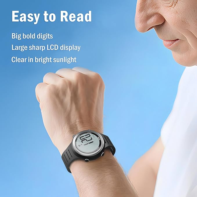 EZON Heart Rate Monitor and Chest Strap, Exercise Heart Rate Monitor, Sports Watch with HRM, Waterproof, Stopwatch, Hourly Chime T007