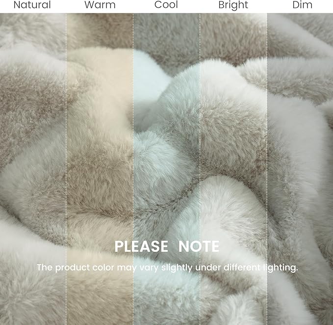 Cozy Bliss Faux Fur Throw Blanket for Couch, Cozy Soft Plush Thick Winter Blanket for Sofa Bedroom Living Room, 60 * 80 Inches Beige