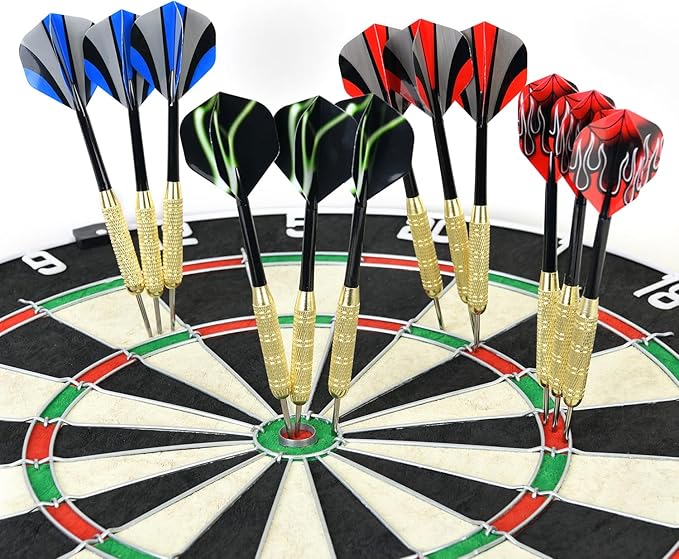 EVA Dartboard Surround Wall Protector, Sisal/Bristle Dartboard and 18g Steel Tip Darts Set Optional