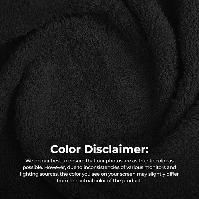 Avalon Salon Towel - Black Hand Towels Bulk Pack of 24-100% Cotton Absorbent Spa, Facial & Gym Towels for Working Out - 16x27 Inches (Not Bleach Proof)