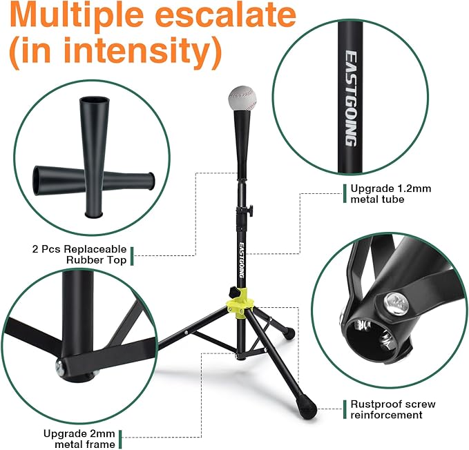 Eastgoing Heavy Duty Baseball and Softball Portable Travel Batting Tee.Adjustable Height|Portable|Collapsible. Baseball Hitting Tee for Any Age Player Practice