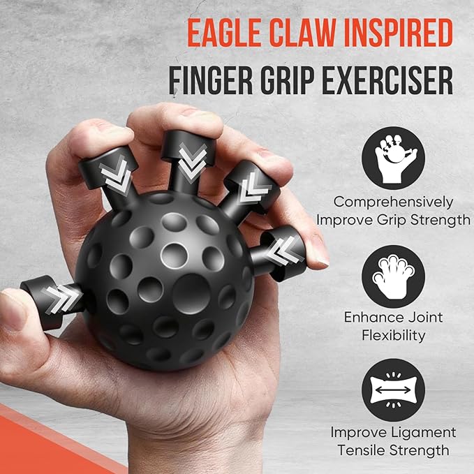 Grip Strength Trainer Kit, Adjustable Forearm Strengthener, Hand Grip Strengthener Balls, Finger Exerciser & Stretcher for Strength Training, Recovery & Flexibility