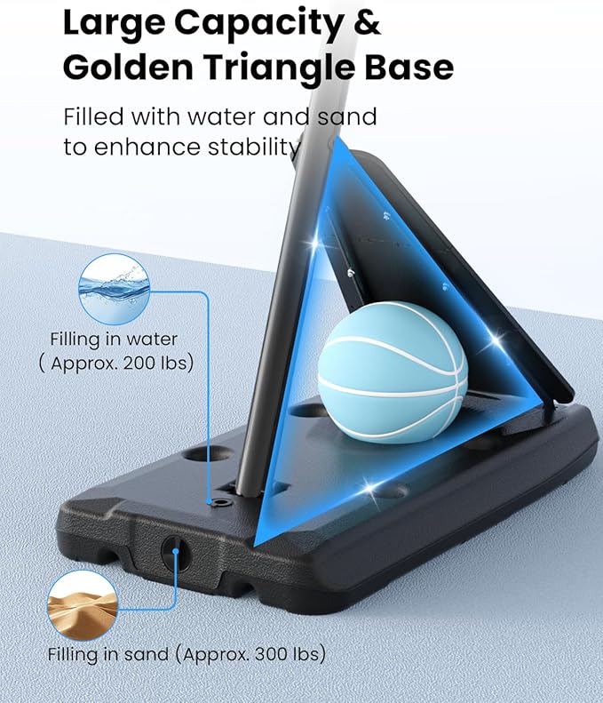 IGL Basketball Hoop Outdoor with 52 Inch Shatterproof Backboard, 10FT Height Portable Basketball Hoop Outdoor, Adjustable Basketball Goal System