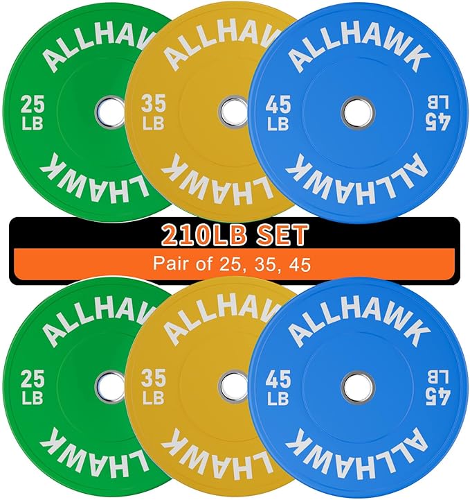 Colored Olympic Weight Plates, 2-inch Rubber Bumper Plate Set for Home Gym Barbell Weight Lifting and Strength Training