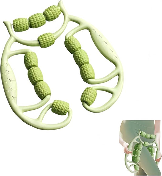 Deep Tissue Massage Roller for Legs Leg Massager Roller Thigh Massager PP 18-Wheel 9.45x10.24x4.33in Pink/Green for Home Fitness Muscle Recovery Men Women (12Wheels,Green)