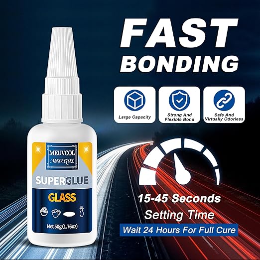Glass Glue, 100g Ultra Strong Clear, Waterproof & Fast Super Glue, Curing Adhesive for Glass Repair, Mirror, Crystal, Jewelry, Crafts,Plastic Models