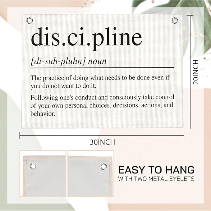 Discipline Gym Motivational Wall Art Banner Dorm Posters Gifts for Guys Men Women Gym Flag Decor for Home Gym Bedroom Workout Room 30x20 Inchs