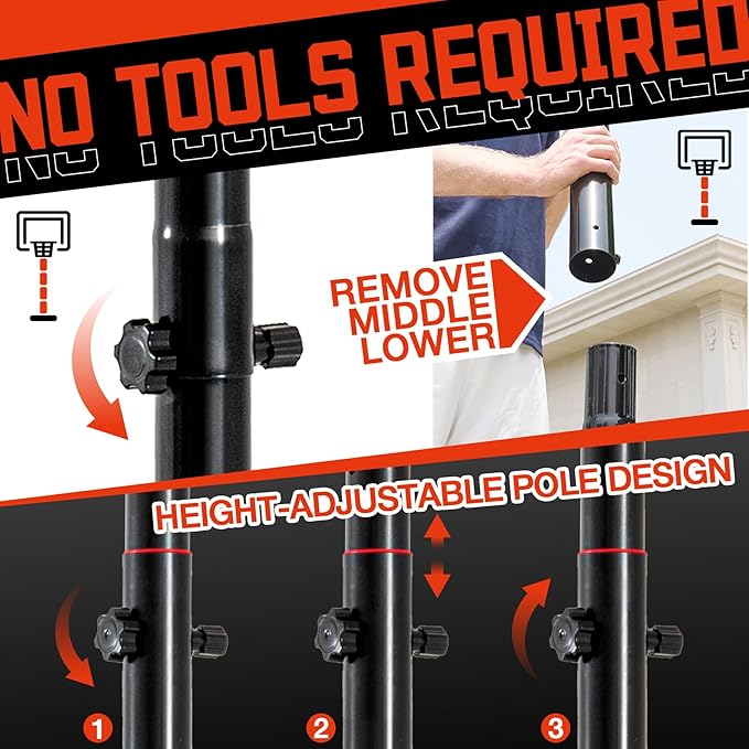 Basketball Hoop 4.7-10ft Adjustable Portable Basketball Goals System with 44-48 Inch Patented Angle Adjustable Backboard, for Kids Youth and Adults Outdoor Indoor Use