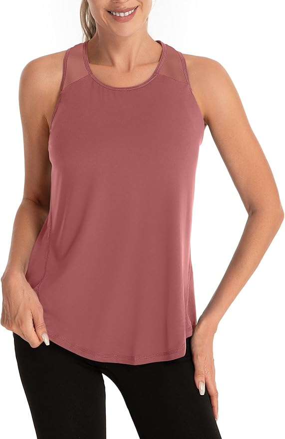 Aeuui Womens Workout Tops for Women Racerback Tank Tops Mesh Yoga Shirts Athletic Running Tank Tops Sleeveless Gym Clothes