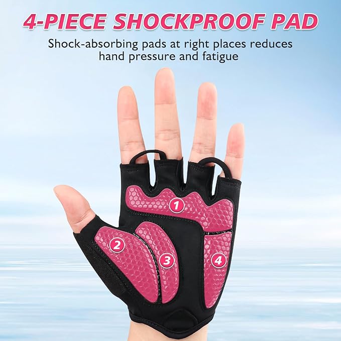 Cycling Gloves with Shock-Absorbing Pad, Extra Grip, Flexible Fit, Light Weight, Breathable for Men and Women Mountain Biking