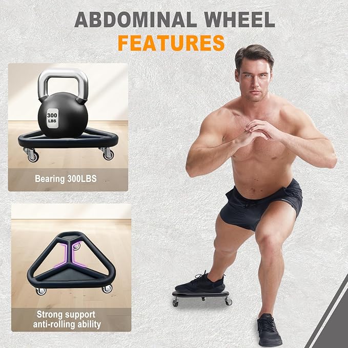 HOTWAVE Ab Roller Wheel for Core Workout – Extra-Wide Ab Exercise Equipment for Abs, Arms & Back – Stable & Quiet Fitness Roller for Home Gym Strength Training – Includes Knee Pad – For Men & Women