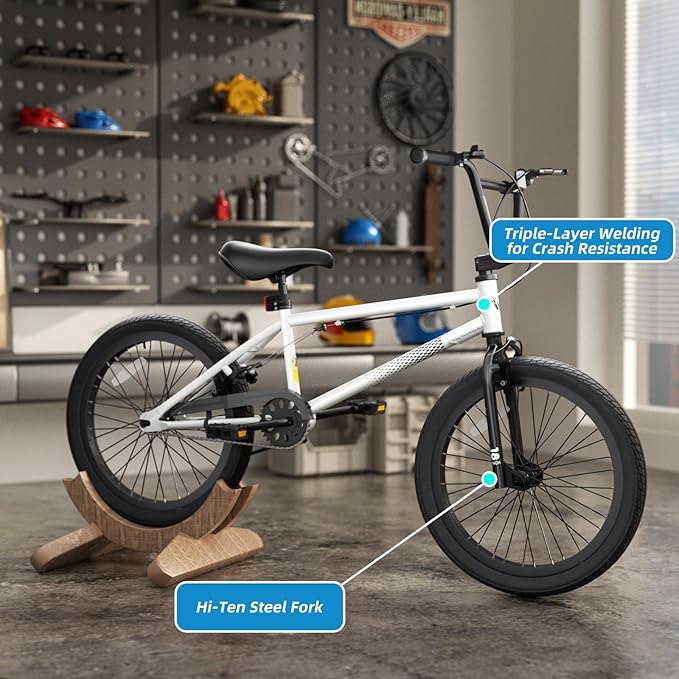 67i Boys BMX Bike 18/20 Inch Ages 8-12 Kids Bicycle with Front Rear U Brake Adjustable Seat Iron Fork 2.09" Wide Tires