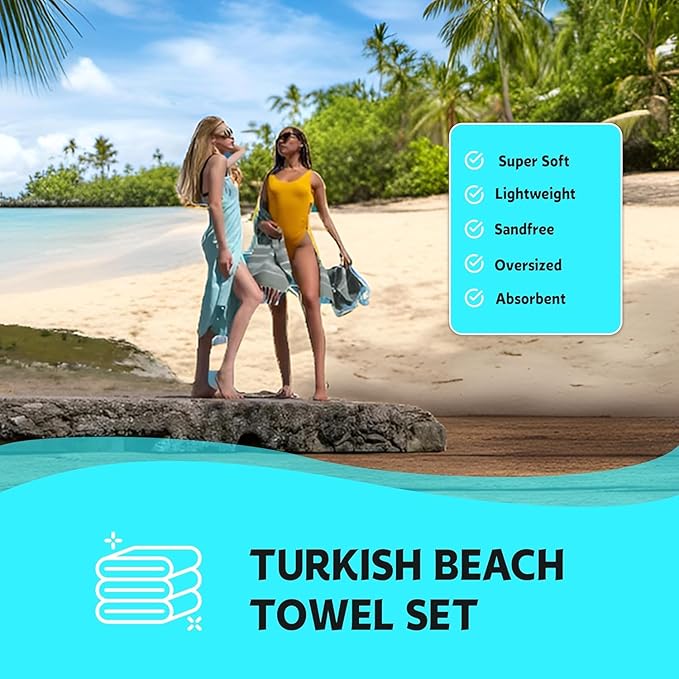HAVLULAND Oversized Turkish Beach Towel 72’’x40’’ - Set of 12 | 100% Cotton Lightweight Sand Free Quick Dry Pool Towels | Extra Large Bath Towels for Adults Beach Blanket Essentials Case of 12 Beige