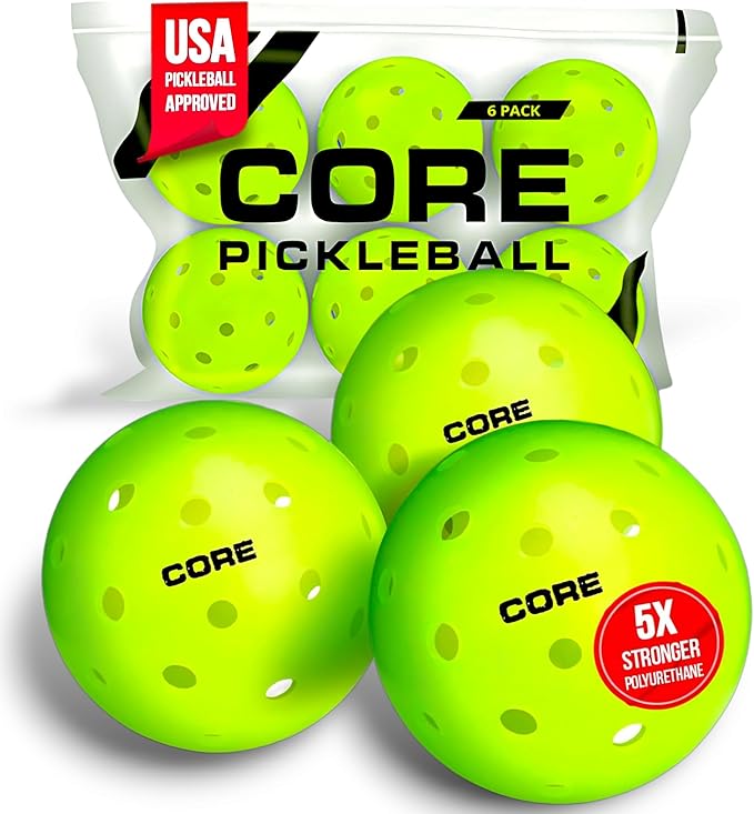 CORE Pickleball Balls for Professionals and All Levels of Play - Set of 4-50 Balls with 40 Holes - Durable & Seamless Design - Premium Outdoor Pickleball Balls, Polypropylene - USA Pickleball Approved