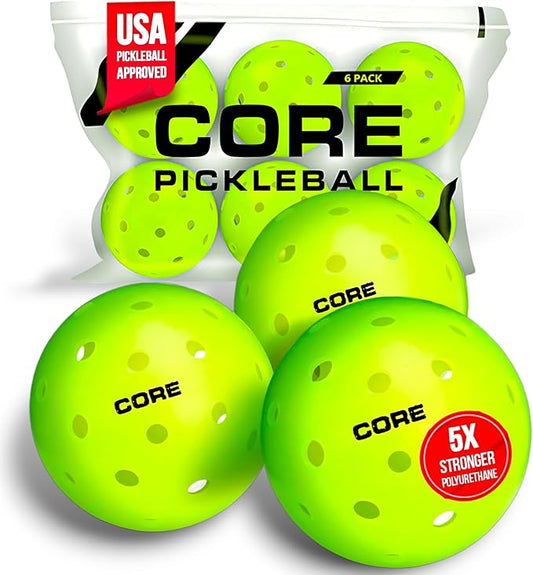 CORE Pickleball Balls for Professionals and All Levels of Play - Set of 4-50 Balls with 40 Holes - Durable & Seamless Design - Premium Outdoor Pickleball Balls, Polypropylene - USA Pickleball Approved