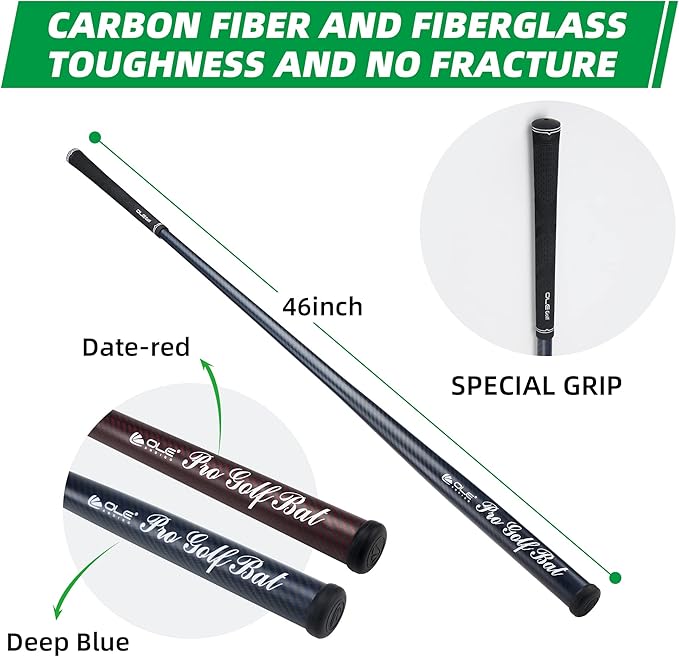 Golf Swing Trainer Pro Golf Bat Carbon Fiber Golf Swing Training Aid,Increase Club Head Speed,Golf Warm-Up Stick,Strength and Tempo Training Golf Accessories for Men Women