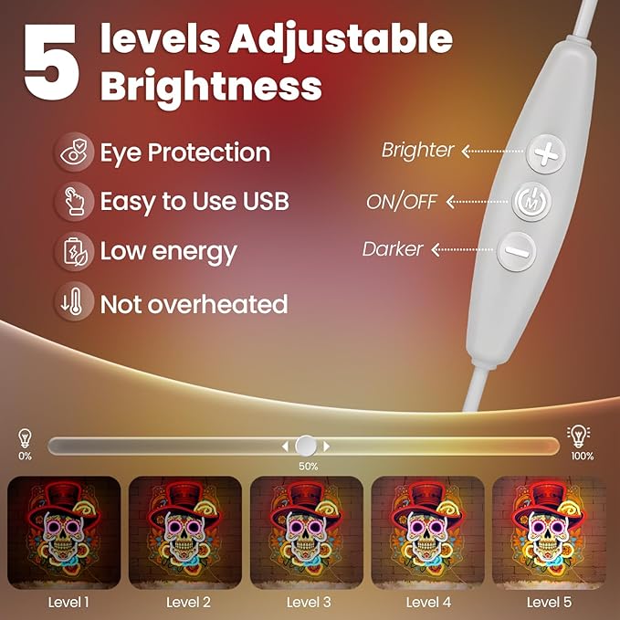 Day of the Dead Neon Sign - Mexican Sugar Skull LED Neon Light for Home & Bar Decor,UV Printed Art with Flexible LED Strip,Halloween & Día de Muertos Party Decoration (Red）