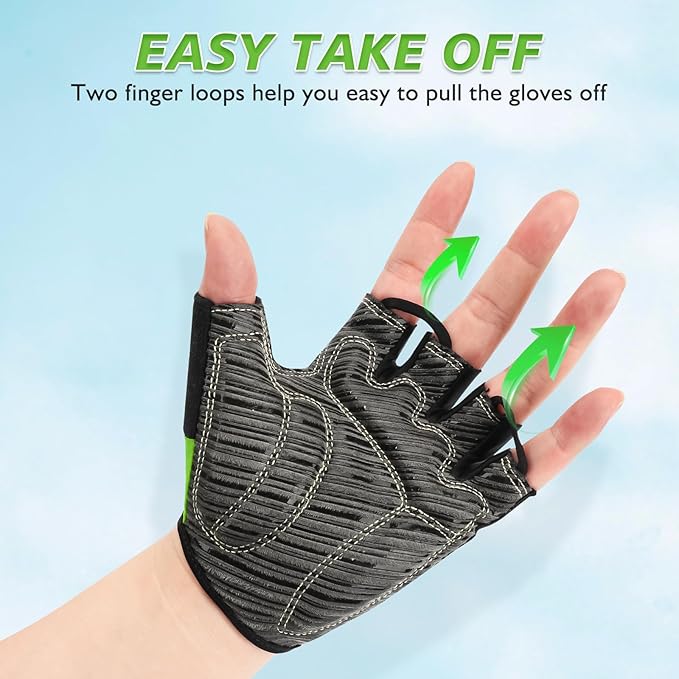 Cycling Gloves with Shock-Absorbing Pad, Extra Grip, Flexible Fit, Light Weight, Breathable for Men and Women Mountain Biking