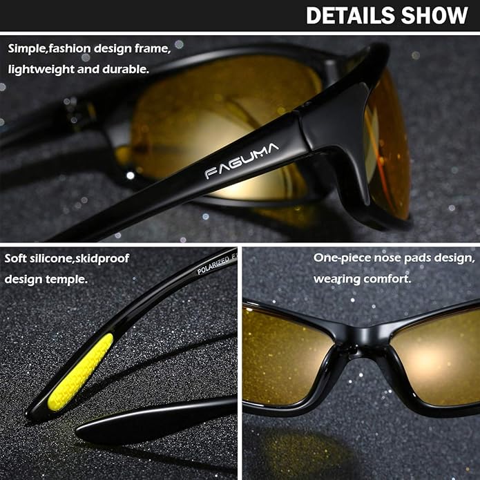 FAGUMA Polarized Sports Sunglasses For Men Cycling Driving Fishing UV400 Protection