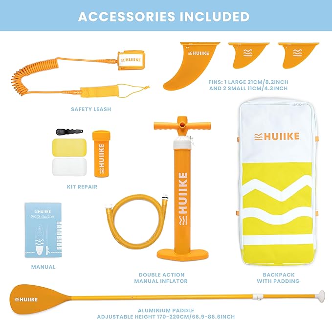 Inflatable Paddle Board for Adults with Accessories Included, Oar, Fins, Pump. Stand Up Paddleboard Great Stability and Resistance. 10’ x 33" x 5.9", Maximum Load 286 lb