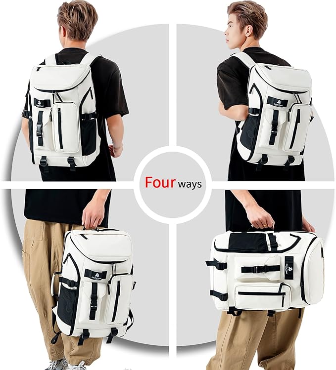 Gym Duffle Tennis Bag Backpack 4-Way Waterproof with Shoes Compartment for travel Sport Hiking laptop (Grayish blue)