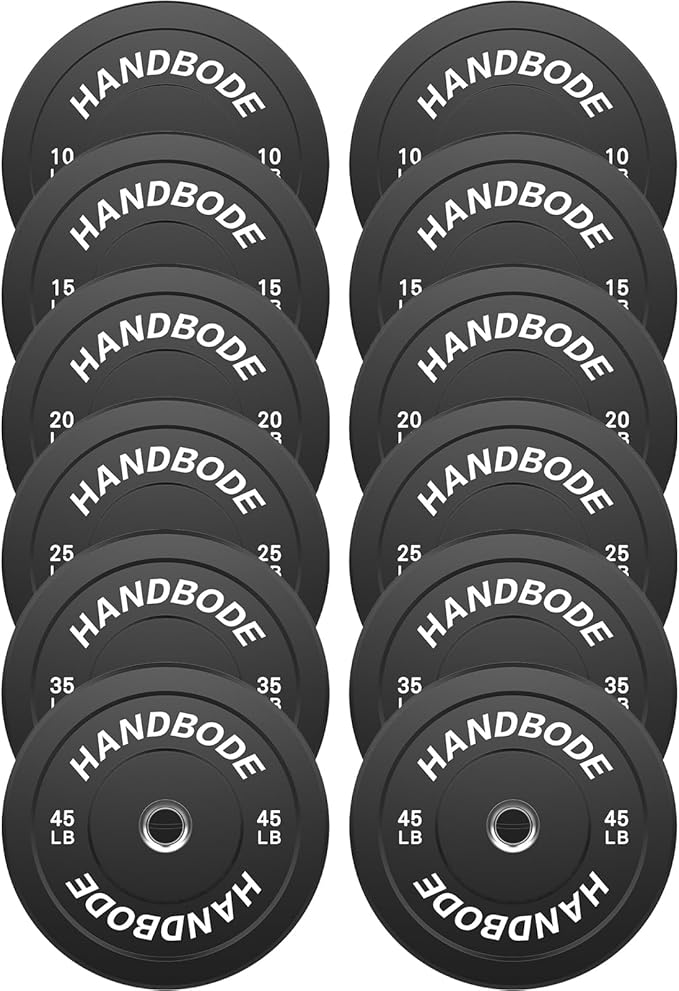 Colored Bumper Weight Plates Olympic Weight Plate Set 2-Inch, 10/15/20/25/35/45/55 lb Barbell Weight Plates Set for Home Gym, Rubber Strength Training Weights Plates for Weight Lifting