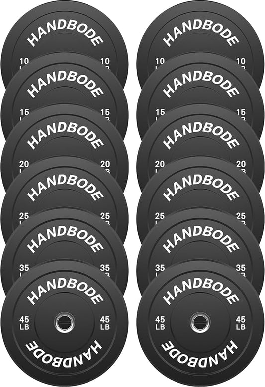 Colored Bumper Weight Plates Olympic Weight Plate Set 2-Inch, 10/15/20/25/35/45/55 lb Barbell Weight Plates Set for Home Gym, Rubber Strength Training Weights Plates for Weight Lifting