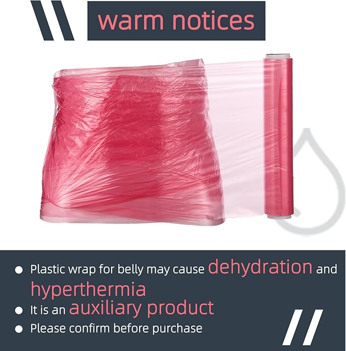 60 Meters Rose Red Osmotic Plastic Body Wrap, Workout and Sweat Enhancer Stomach Wrap Body Wrap Film Applicator Power Wrap(1 Rolls)