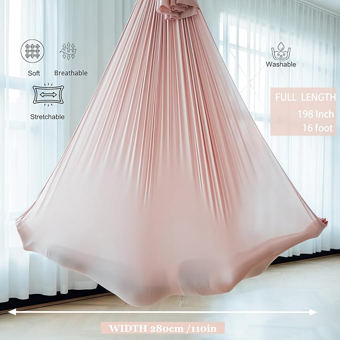 F.Life Aerial Silk Yoga Hammock & Swing for yoga Inversion,Strength training,starter hardware kit