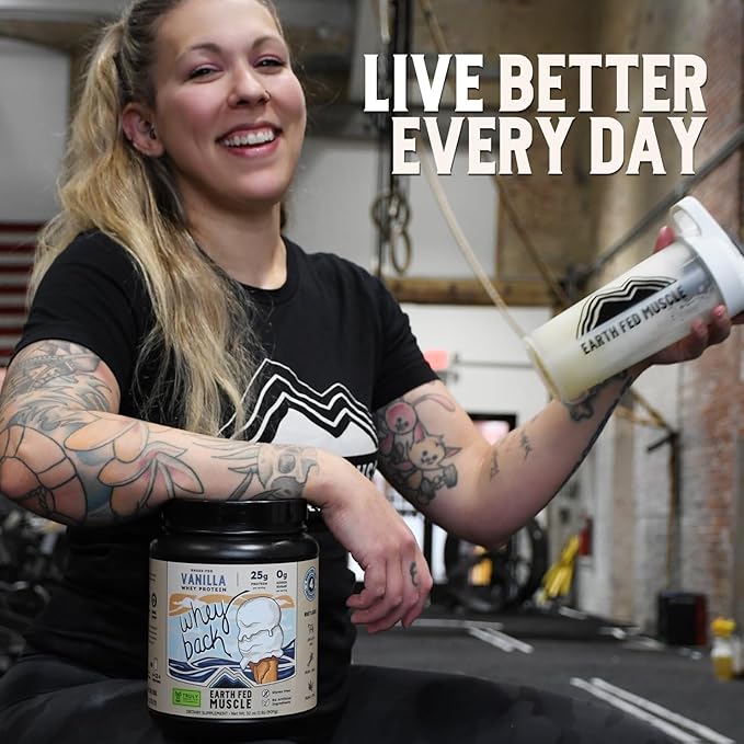 Earth Fed Muscle Whey Back Irish Grass Fed Whey Protein Isolate - NSF-Certified. No Artificial Ingredients, Soy Free, Gluten Free, Non-GMO and Hormone Free (2 Pound, 29 Servings, Vanilla)