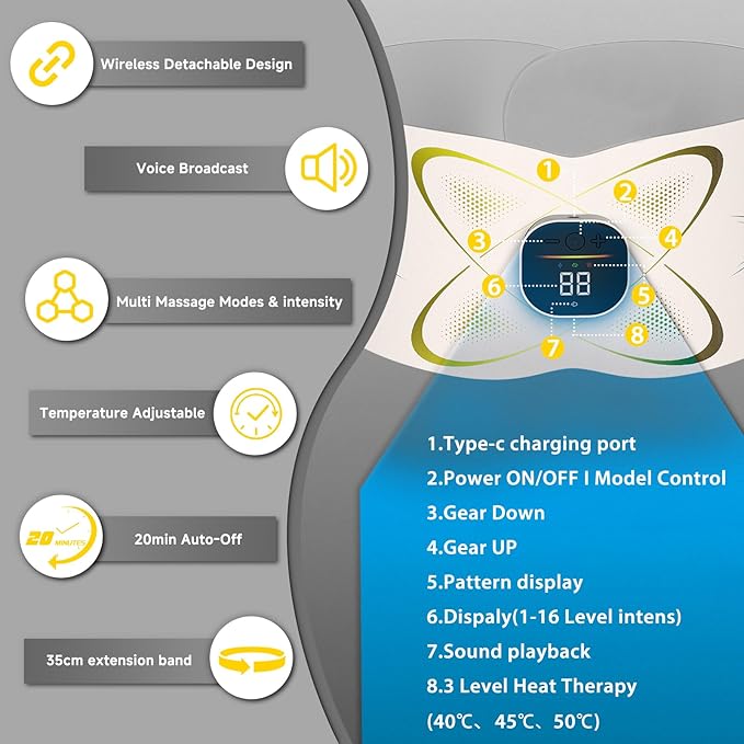Abs Stimulator Abdominal, ab Belt Muscle Stimulator with Heat for Belly Fat Loss, Stomach Cellulite Melting, Postpartum Care Smooth & Firming, Lower Back Massager for Pain Relief Women Men Gifts