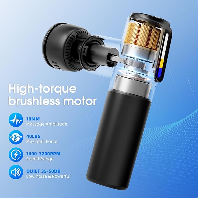 AERLANG Massage Gun Deep Tissue Massager with Heat and Cold Percussion Massage Gun Electric Mini Hand held Massager 5 Speed & 5 Massage Heads Messager Gun