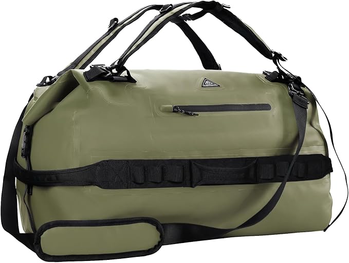 Haimont Large Waterproof Duffel Backpack Roll-Top Heavy Duty Dry Duffle Bag for Boating, Travel, Motorcycle, Kayaking, Camping, 60L