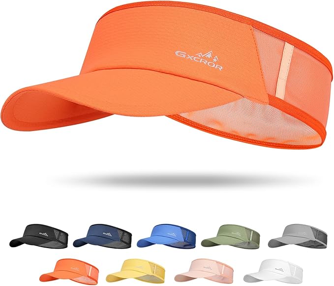 GXCROR Sports Sun Visor Hat Men Women, Lightweight Breathable Quick Dry Sports Sun Hat for Running Golf Tennis