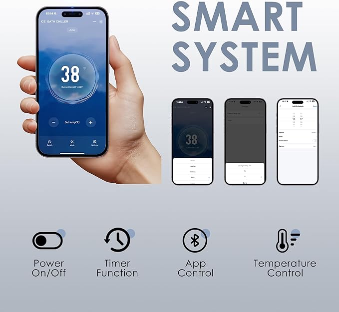 Deeptime Smart Cold Plunge Tub,Ice Bath with Built-In Chiller(Down to 38F),Smartphone Control,Whisper-Quiet,Spacious Design for Full-Body Recovery & Cold Therapy,White