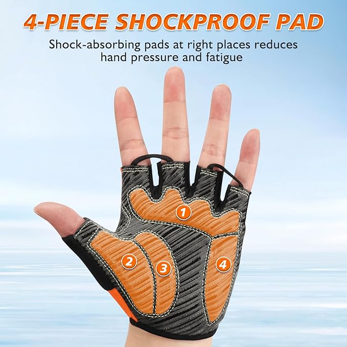Cycling Gloves with Shock-Absorbing Pad, Extra Grip, Flexible Fit, Light Weight, Breathable for Men and Women Mountain Biking