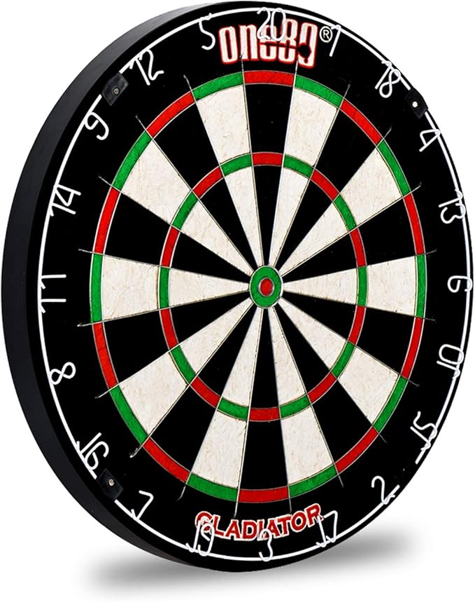 Gladiator Dartboard with Top-Grade African Sisal and Sword Edge Staple Free Wire Spider for Maximum Scoring Potential and Less Bounce Outs