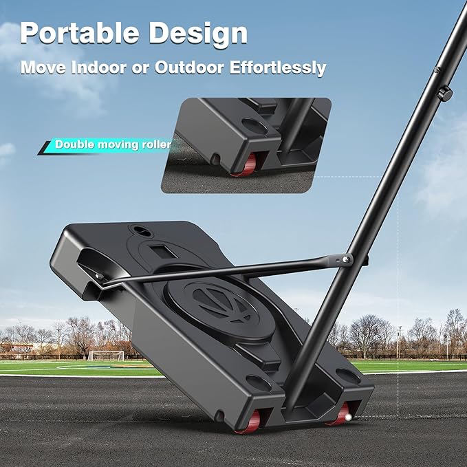 Basketball Hoop Outdoor, 10FT Adjustable Height, Portable Basketball Hoops Goal Court System w/ 45in Shatterproof Backboard for Kids Youth Adults