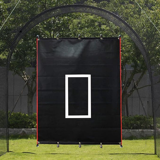 Baseball Batting Cage Backstop with Strike Zone Target - Heavy Duty 4x6/6x8FT PVC Backstop Net for Pitching Practice Backyard Training