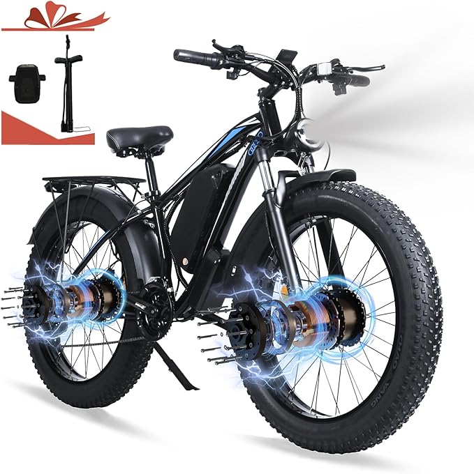 Electric Bike for Adults,39MPH/36MPH-100 Miles/90 Miles（3000W/2000W） Electric Bicycle with 52V/48V/23Ah Battery, 26''Fat Tire Fast E-Bike