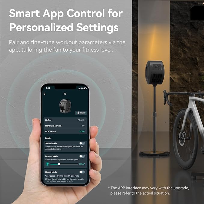 CYCPLUS Smart Indoor Cycling Fan, BLDC Motor Drive, 5 Speed Modes with Remote and APP Control, Low-Noise Bluetooth/ANT+ Cycling Fan for indoor Bike Trainers, Stationary/Spin Bikes, Cross Training