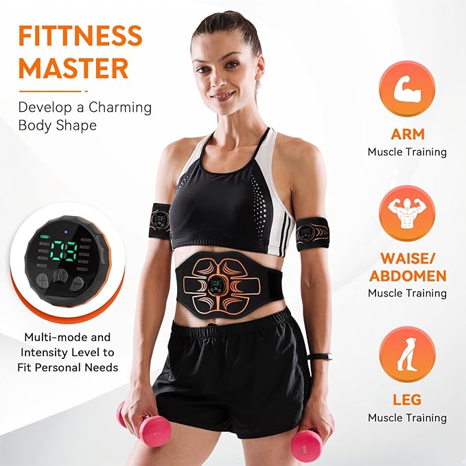 Electronic Muscle Stimulator;Abs Stimulator Muscle Machine for Abdomen/Arms,USB Rechargeble for Fitness Strength Training Workout Equipment Men and Women