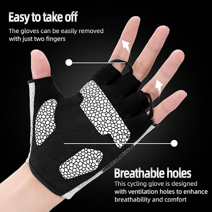 Cycling Gloves for Men Women, Half Finger Bike Gloves for Biking, Gym, Weight Lifting, Rowing, Riding, Outdoor Sports