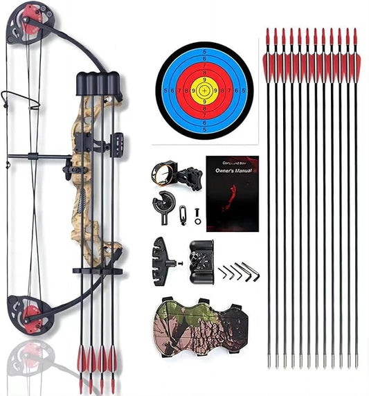 Compound Bow Archery for Youth and Beginner, Right Handed,19”-28” Draw Length,15-29 Lbs Draw Weight, 260 fps