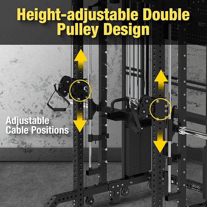 Commercial Cable Crossover Exercise Machine All in One Functional Trainer Cable Machine with 400LBS Weight Stacks Power Cage Squat Rack with Pulley System Compact Functional Trainer for Home Gyms