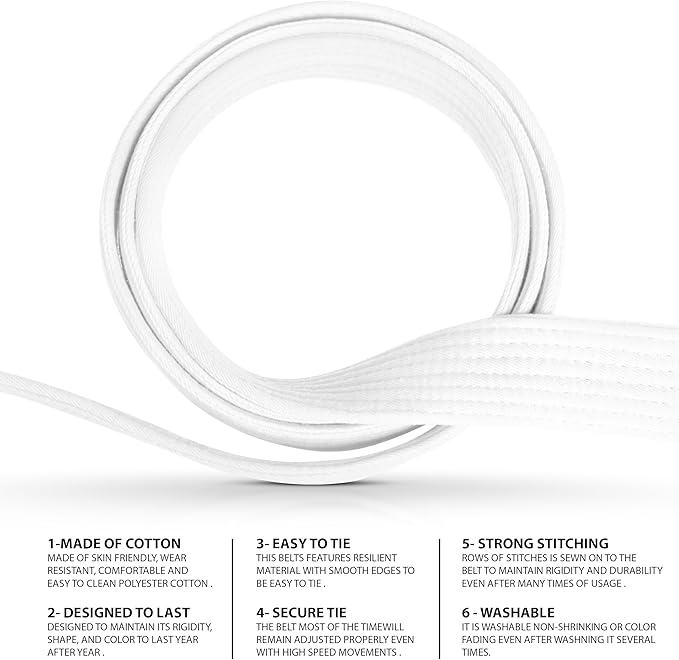 DXM SPORTS BJJ Jiu Jitsu Belt - Taekwondo Karate Belt - Martial Arts Uniform Ranking Judo Belt Double Stitched for Kids Adult